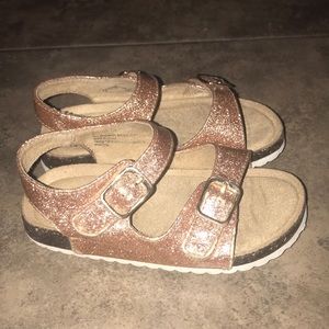Rose gold glitter sandals